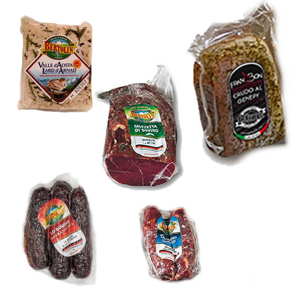 Tagliere in legno con salumi valdostani"bertolin"
