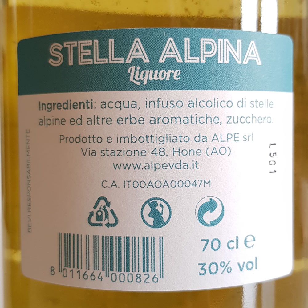 Stella Alpina - Valle d'Aosta - 70cl - GRADAZIONE 30% VOL.