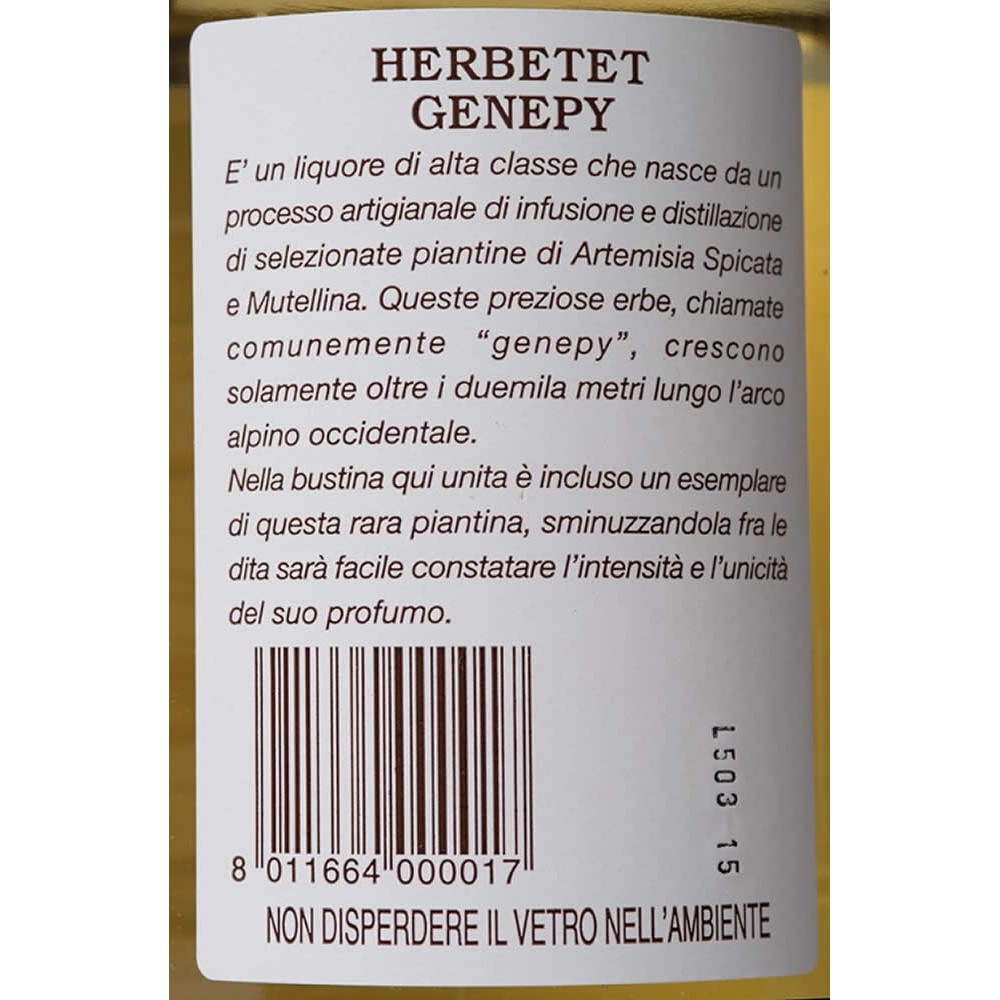 Herbetet Genepy 70cl - speciale 3 bottiglie