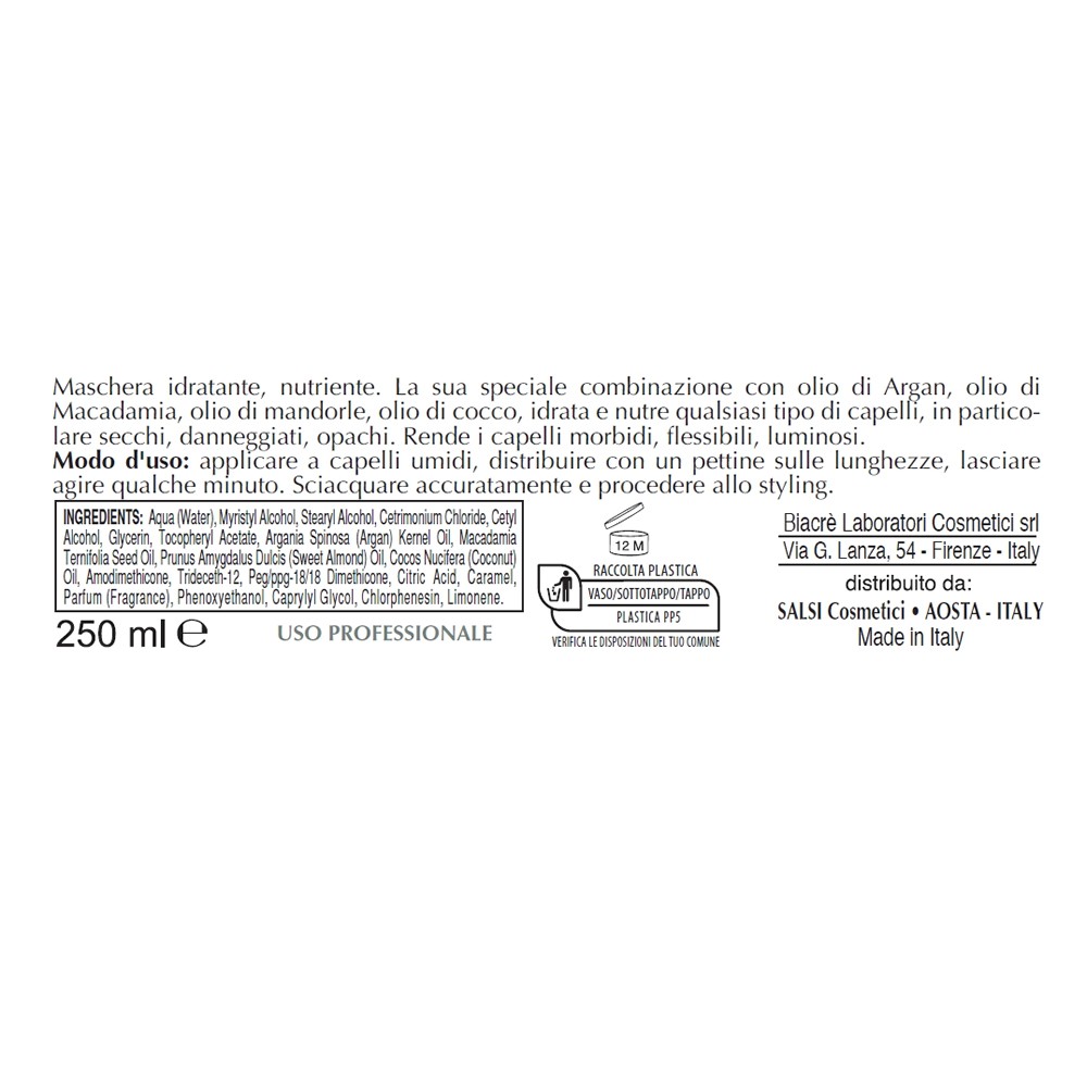 Argan and macadamia hydrating mask 250ml