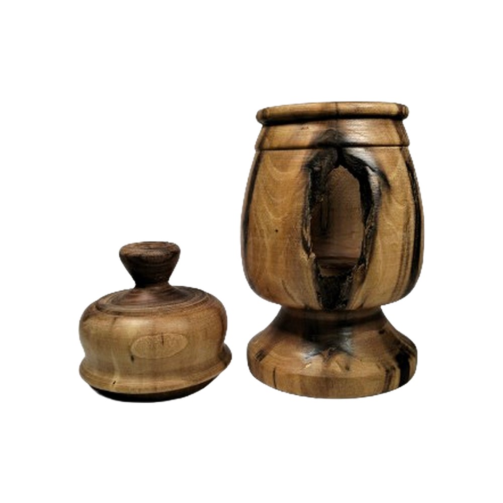 Grolla valdostana liscia forata in pregiato legno di noce 21 cm - (pezzo unico)