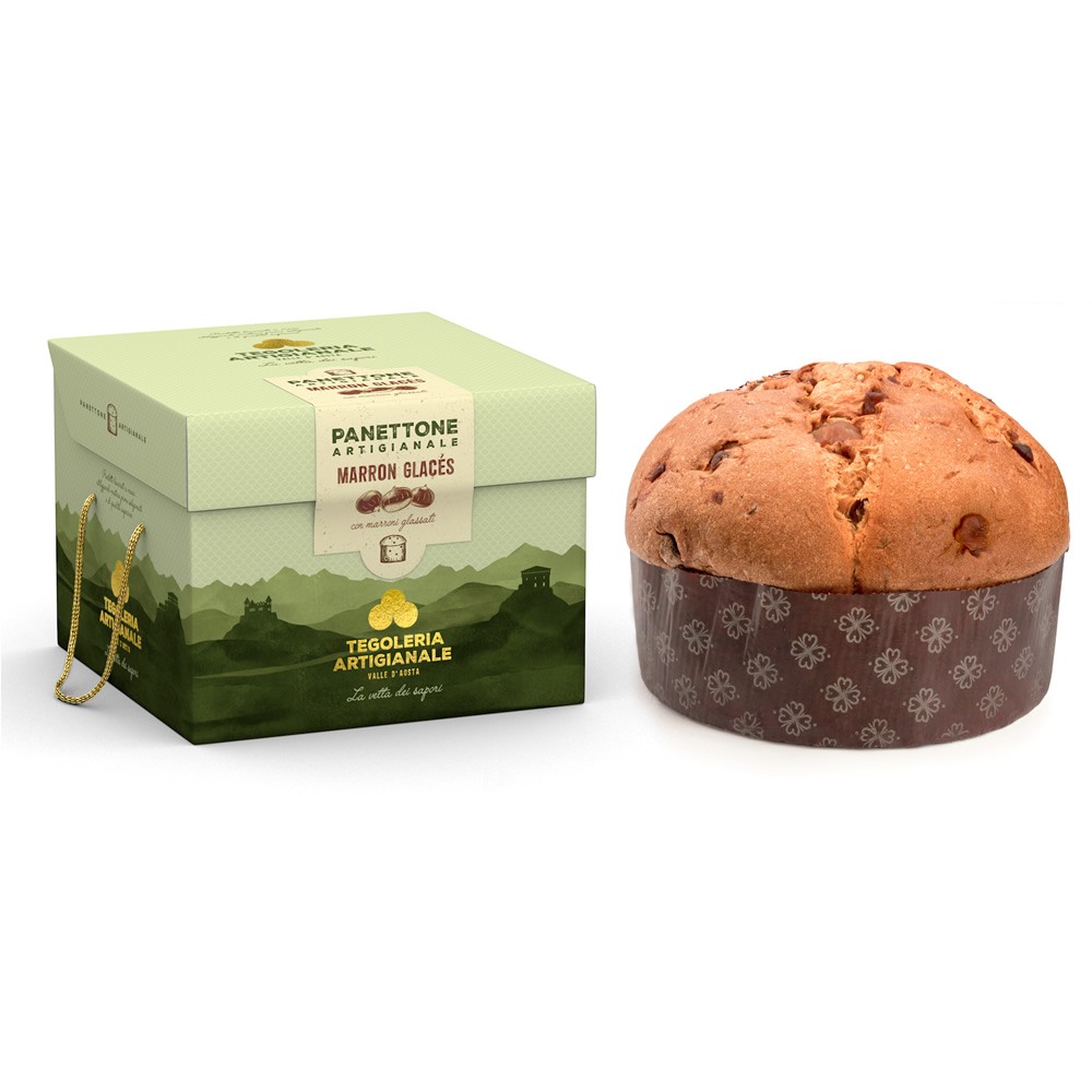 Artisanal panettone with marrons glaces 750 gr