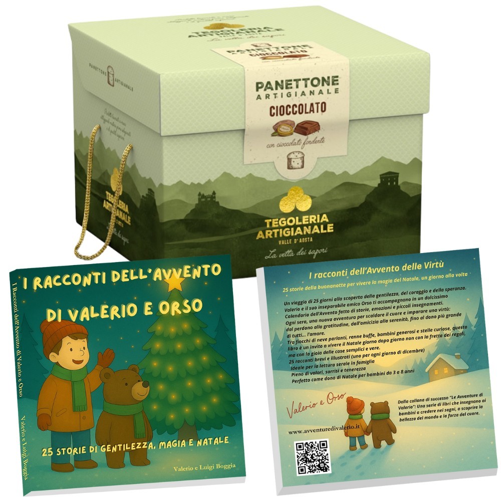 Panettone artigianale con cioccolato 750 gr e libro "I racconti dell'avvento"