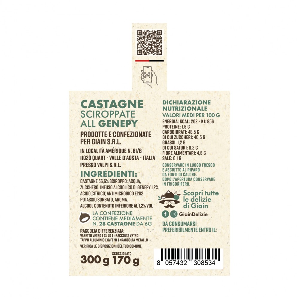 CASTAGNE SCIROPPATE GENEPY 300 g