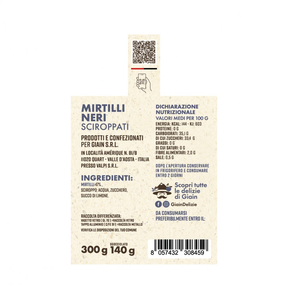 Myrtilles au sirop 300 g