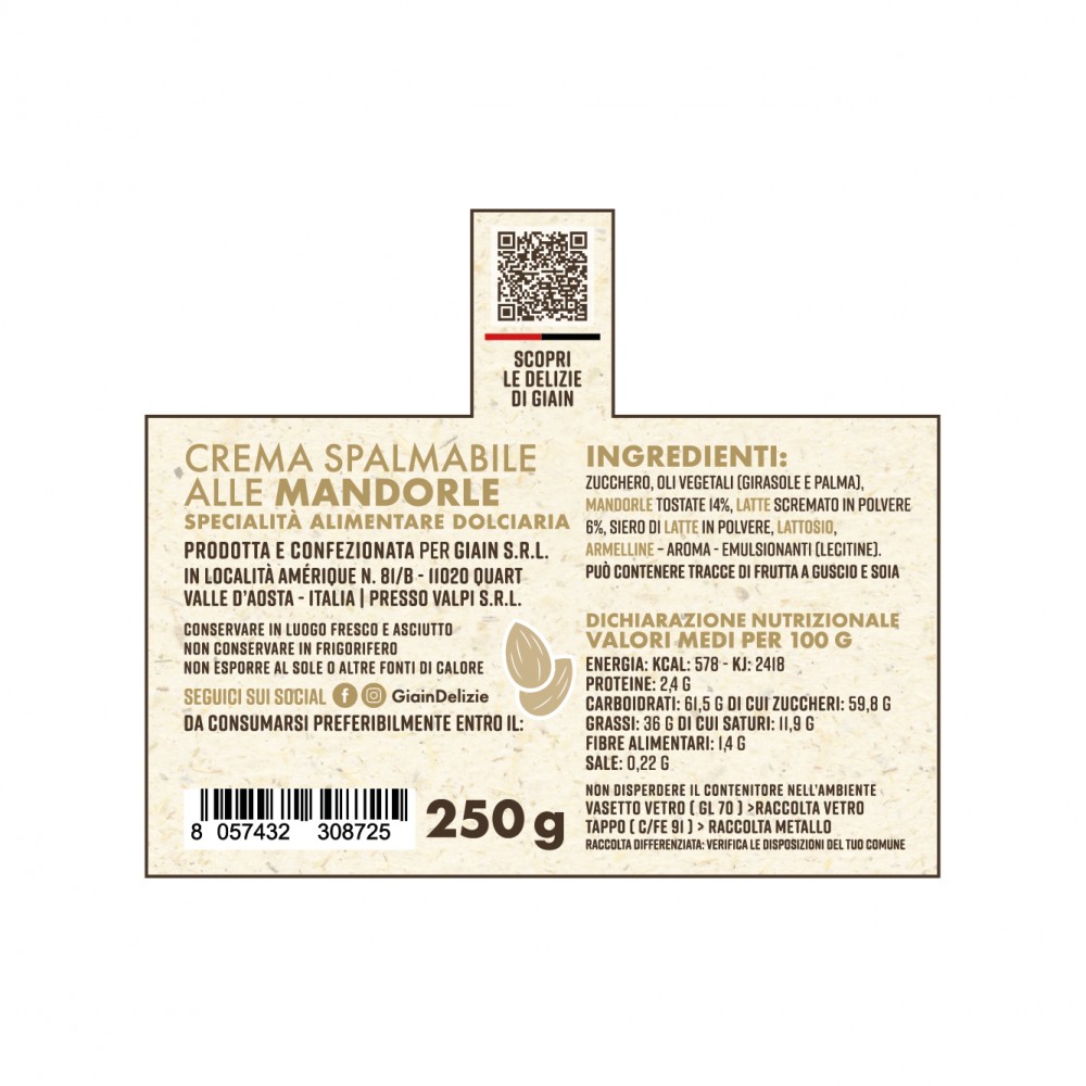 Pâte à tartiner aux amandes 250 g