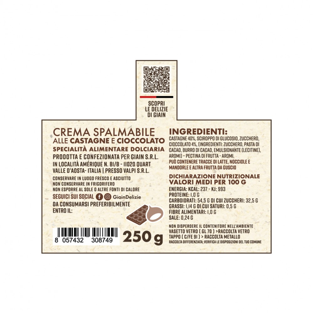 Pâte à tartiner chocolat-châtaigne 250 g