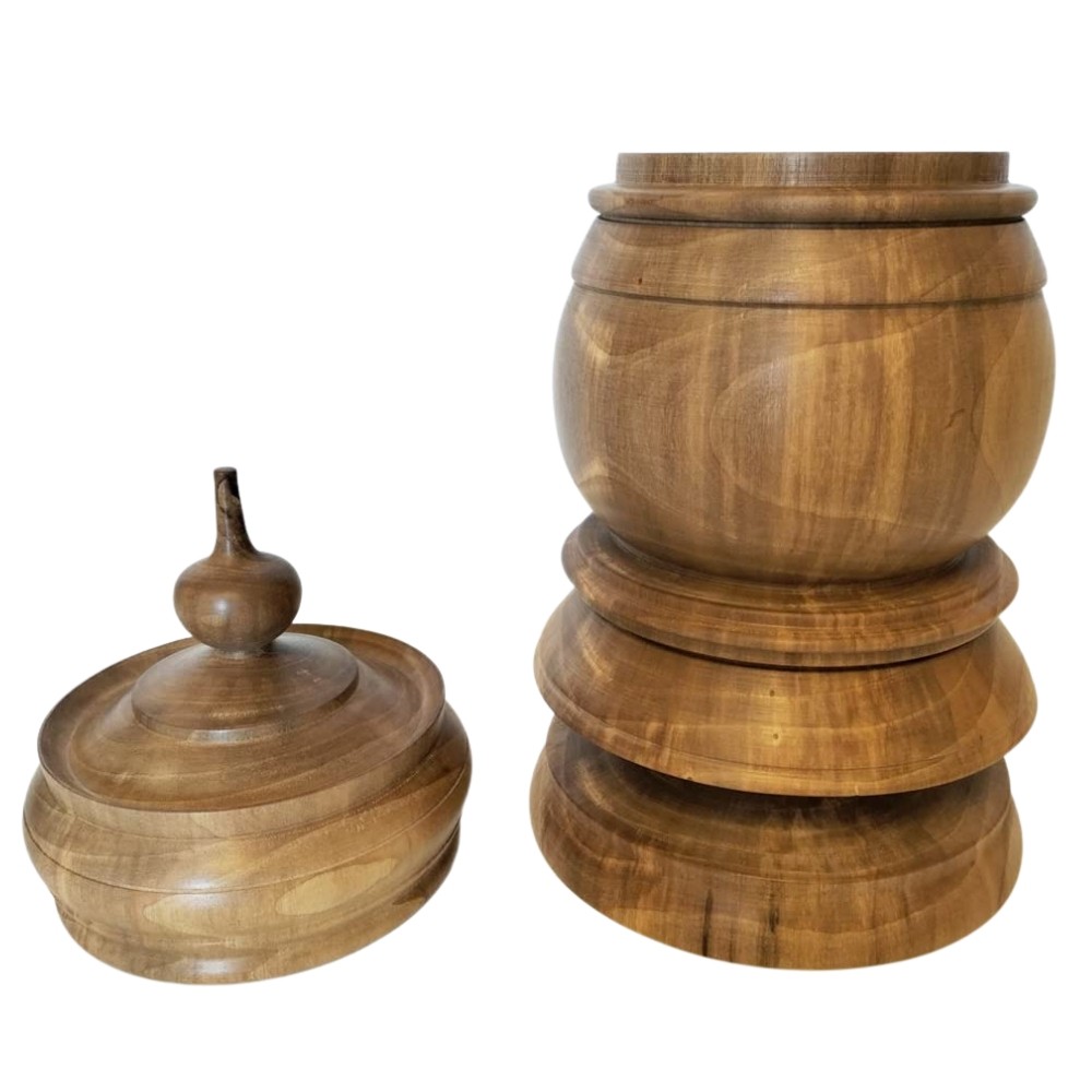 Grolla valdostana liscia in pregiato legno di noce 44 cm - (pezzo unico)