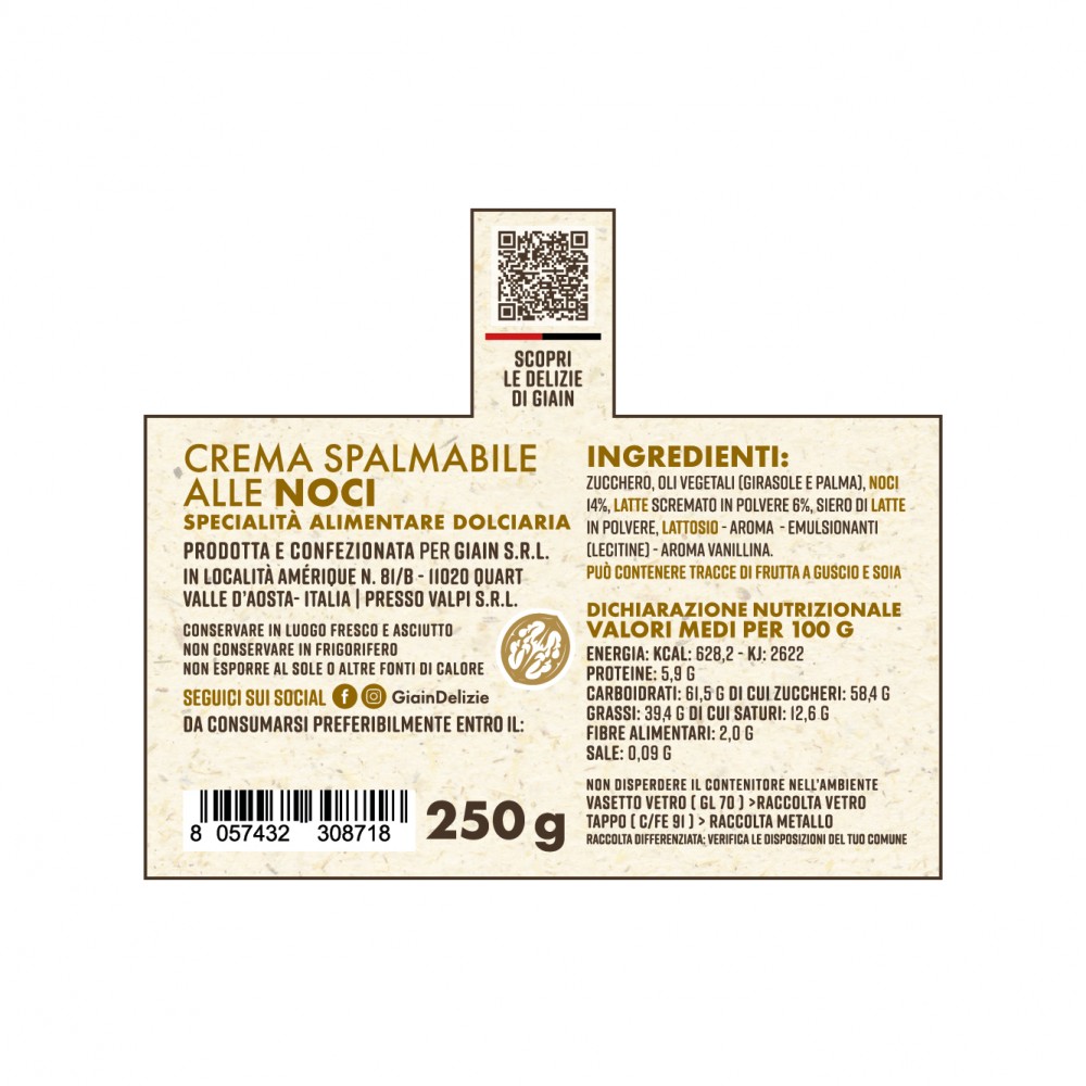 Pâte à tartiner aux noix – 250 g