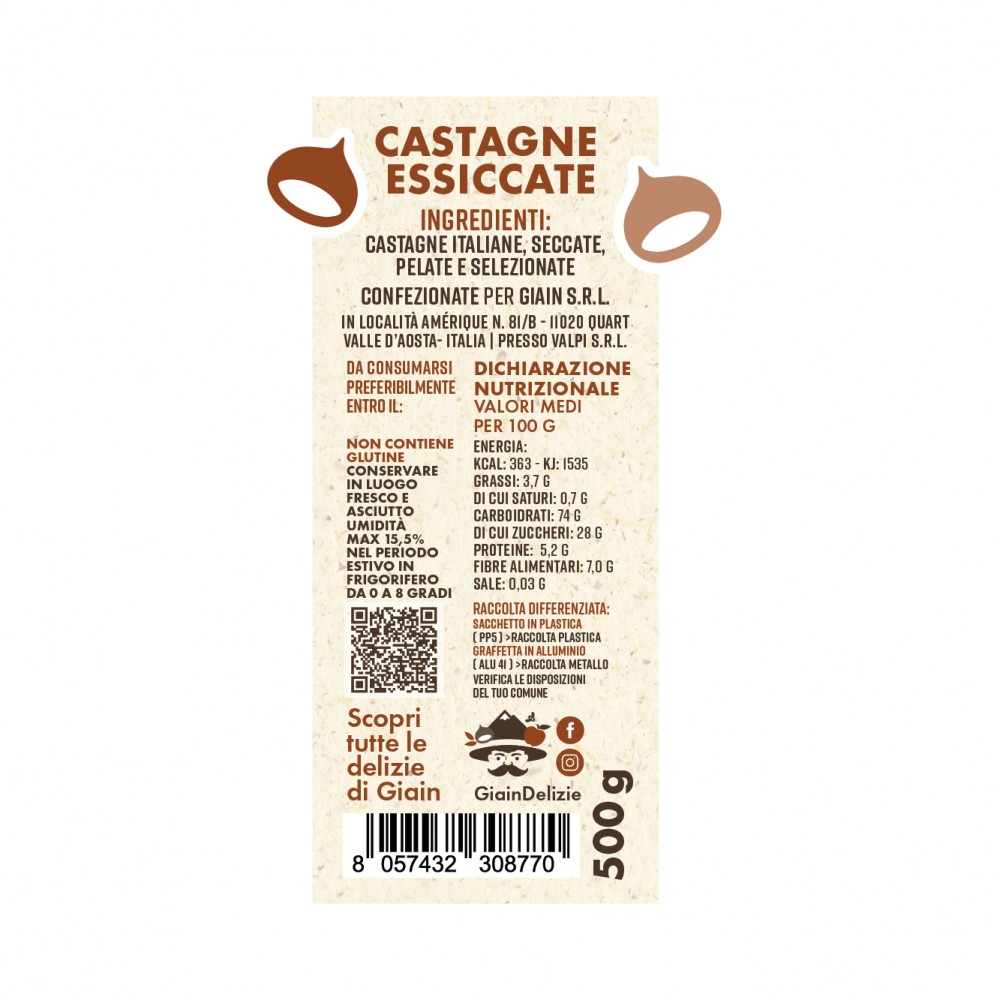 Dried Chestnuts 500g