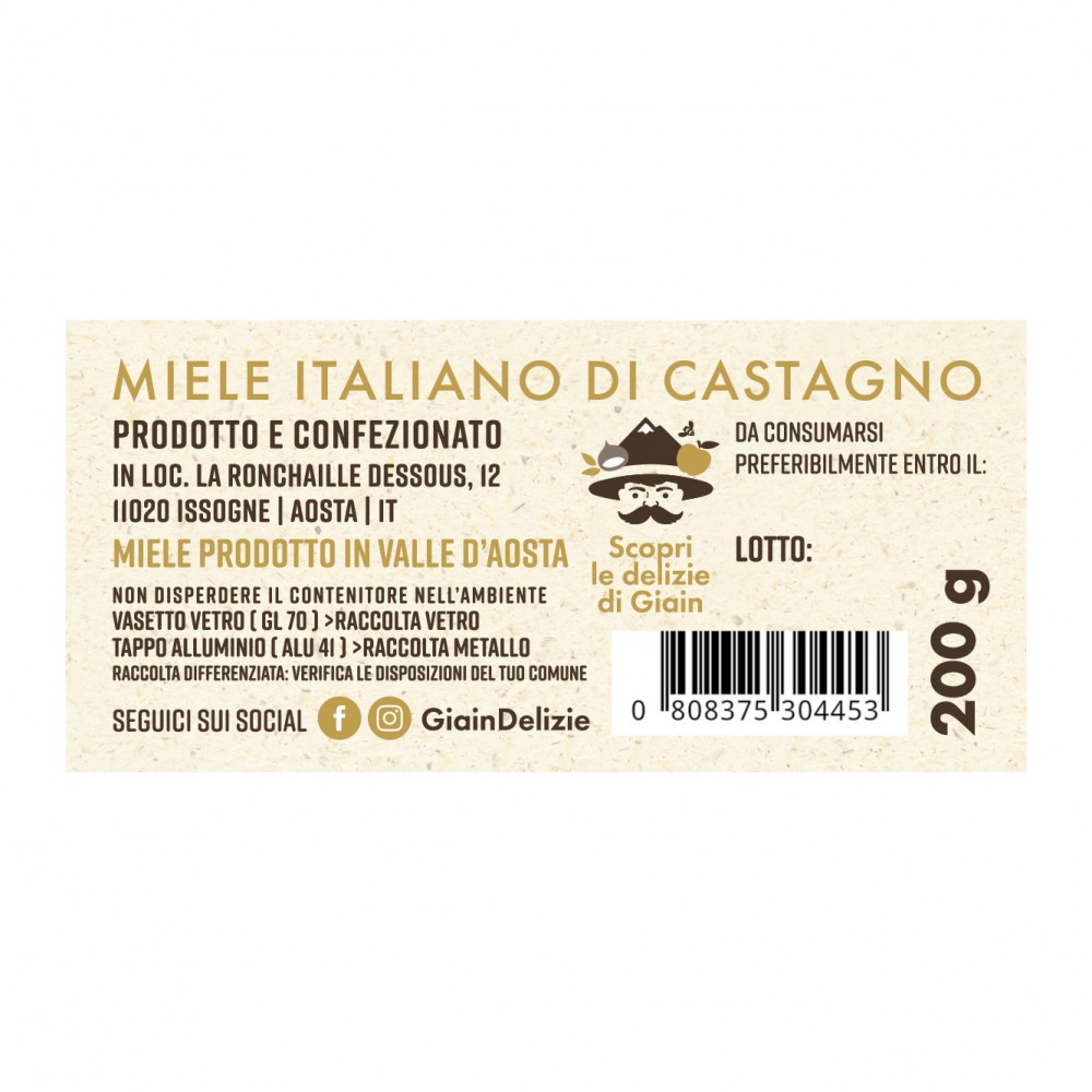 Miel de châtaignier de la Vallée d'Aoste 200g