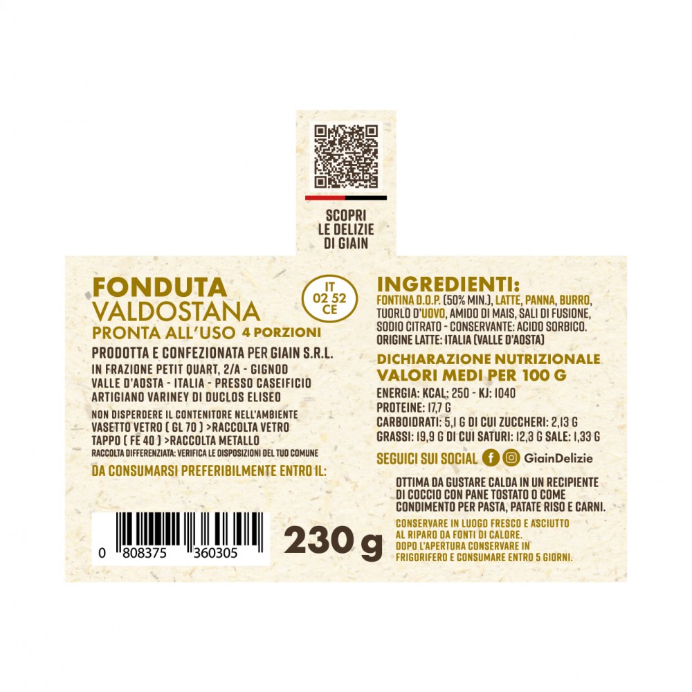 FONDUE VALDOTAINE 230 G