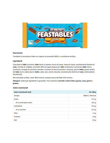 Mr Beast Feastables Caramel  (4 x 60gr )